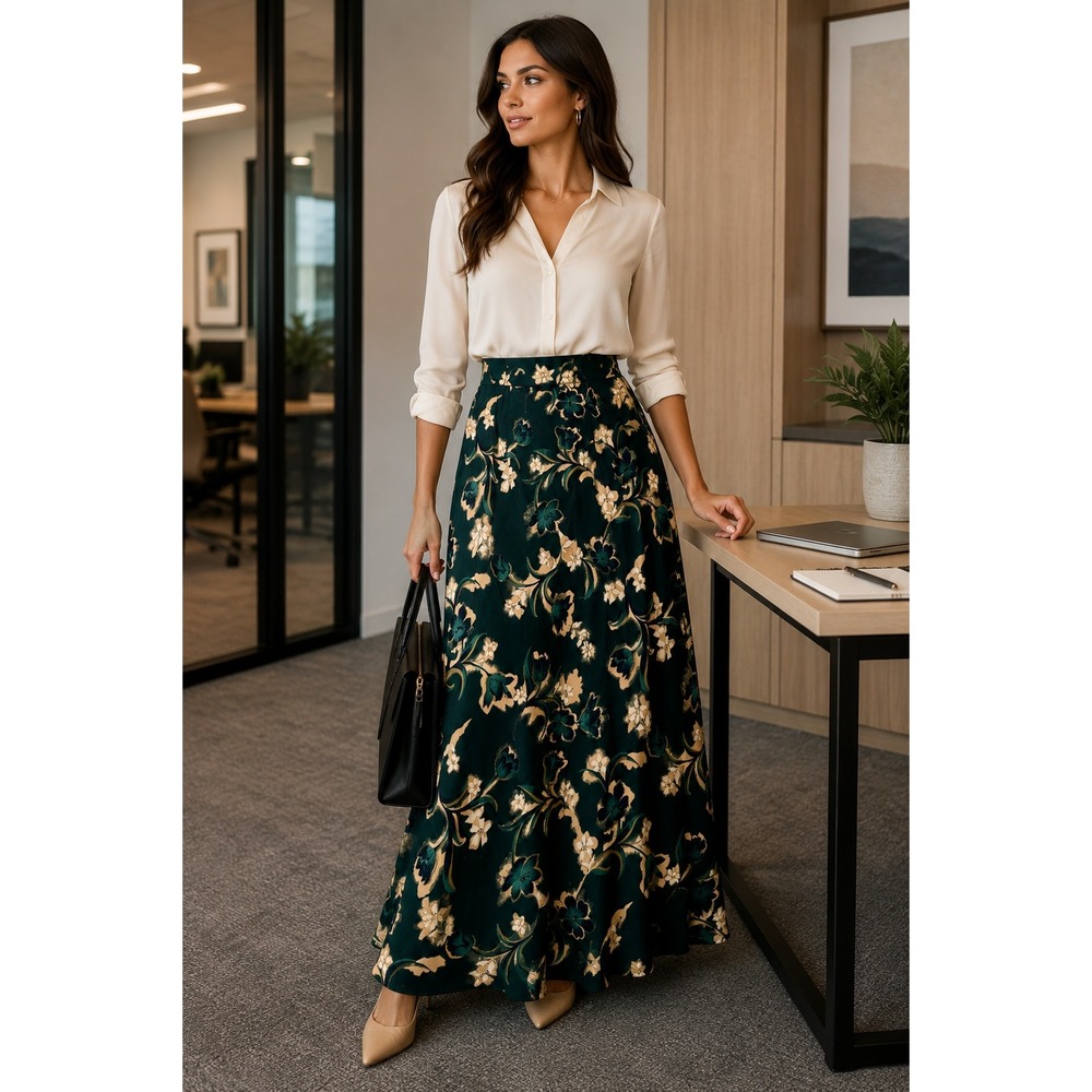 Jaclyn Smith Classics Vintage 90s Boho Floral Maxi Skirt Romantic Cottagecore